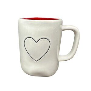 Rae Dunn Mug Valentine Heart Double Sided Large Coffee Cup Ceramic Magenta Red